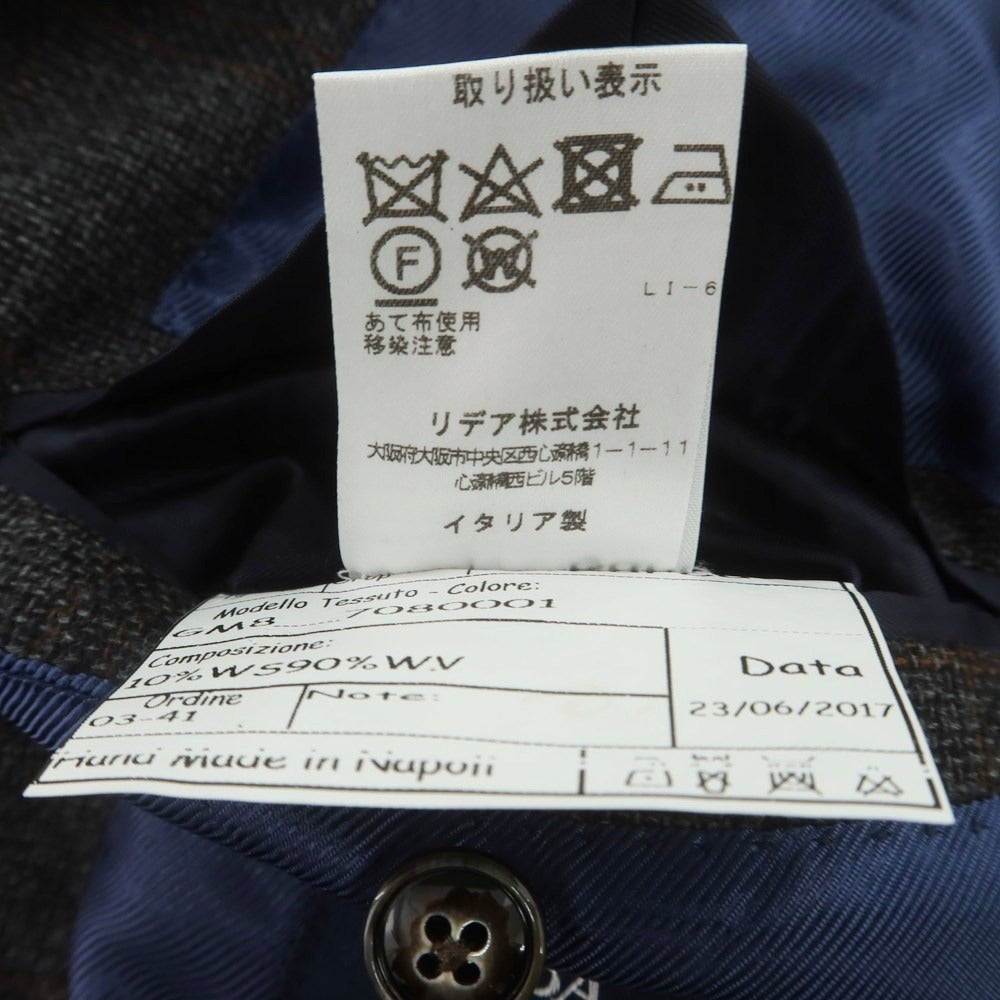 【中古】バルバ BARBA ウールカシミヤ チェック テーラードジャケット グレーxブラック【 46 】【 状態ランクB 】【 メンズ 】