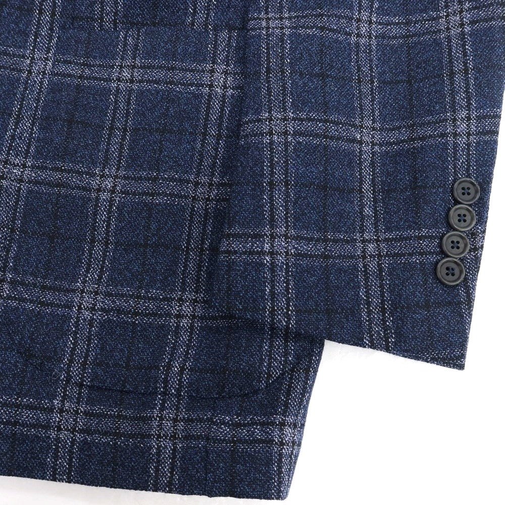 【中古】デペトリロ DE PETRILLO ウール チェック 3B テーラードジャケット ネイビー【 46 】【 状態ランクA 】【 メンズ 】
