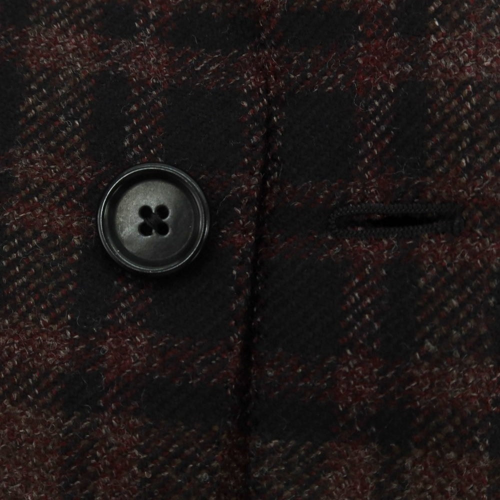 【中古】デペトリロ DE PETRILLO ウール チェック テーラードジャケット ブラックxワインレッド【 46 】【 状態ランクA 】【 メンズ 】