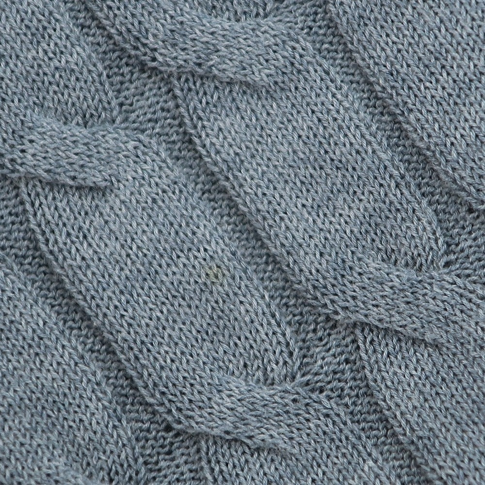 【中古】グランサッソ GRAN SASSO ケーブル編み ハイゲージ コットン クルーネック プルオーバーニット グレイッシュブルー【サイズ46】【 状態ランクB 】【 メンズ 】