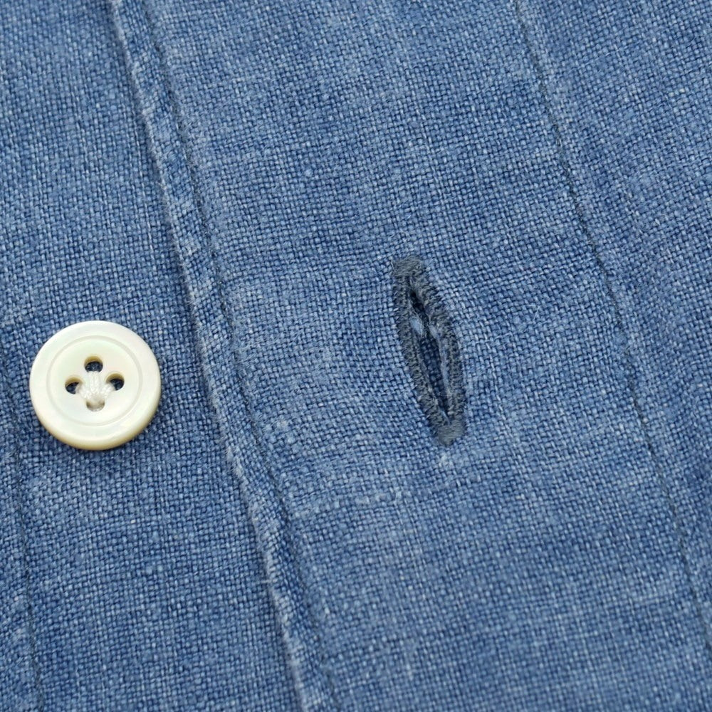 【中古】フィナモレ Finamore リネン ホリゾンタルカラー カジュアルシャツ ブルー【サイズS】【 状態ランクC 】【 メンズ 】