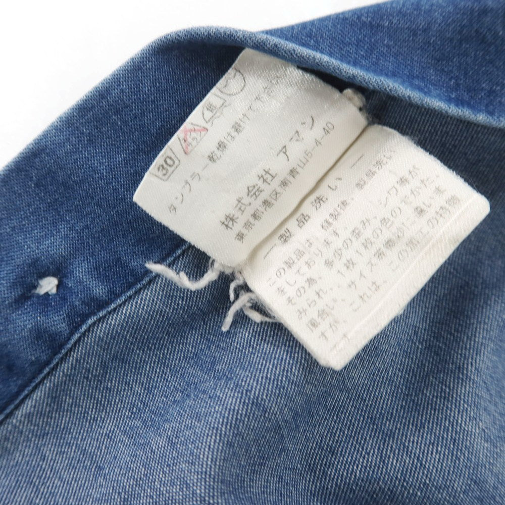 【中古】フィナモレ Finamore コットン ダンガリー カッタウェイ カジュアルシャツ ブルー【 39 】【 状態ランクC 】【 メンズ 】