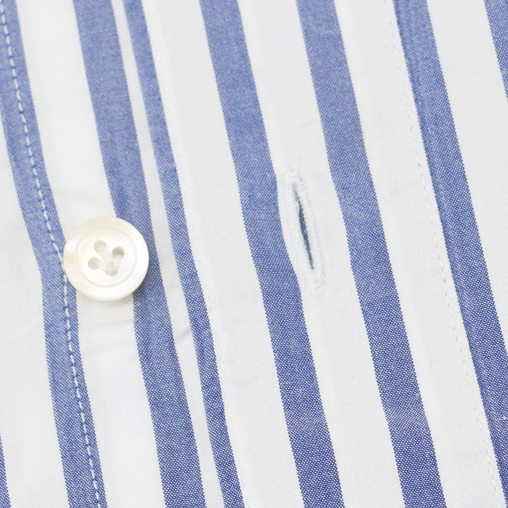 【中古】フィナモレ Finamore コットン ストライプ ワイドカラー ドレスシャツ ネイビーxホワイト【 38 】【 状態ランクC 】【 メンズ 】