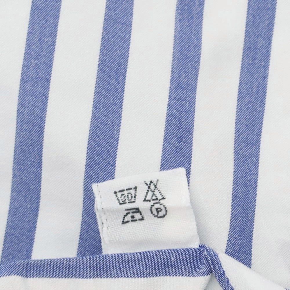 【中古】フィナモレ Finamore コットン ストライプ ワイドカラー ドレスシャツ ネイビーxホワイト【 38 】【 状態ランクC 】【 メンズ 】