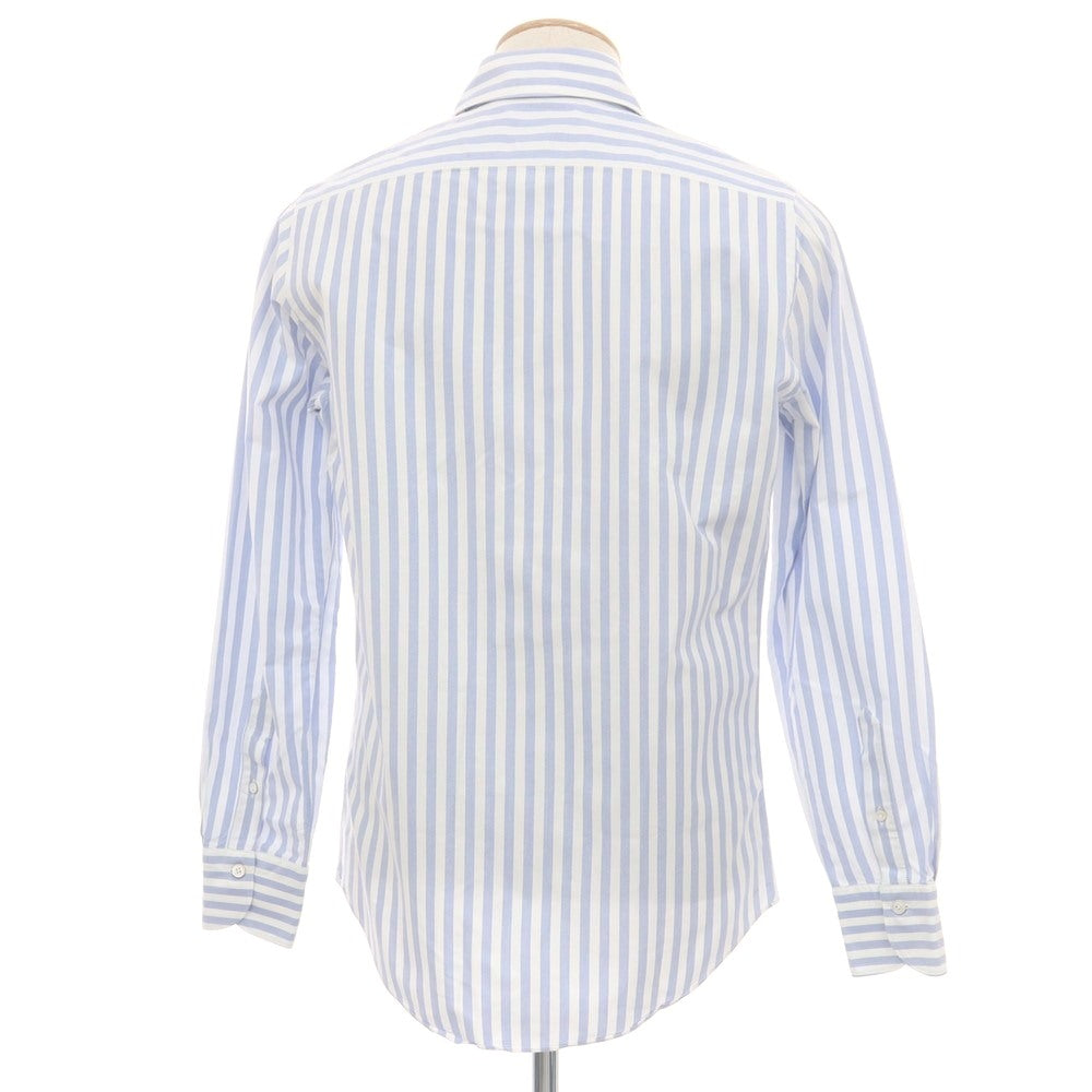 【中古】フィナモレ Finamore コットン ストライプ ホリゾンタルカラー ドレスシャツ ネイビーxホワイト【 38 】【 状態ランクB 】【 メンズ 】