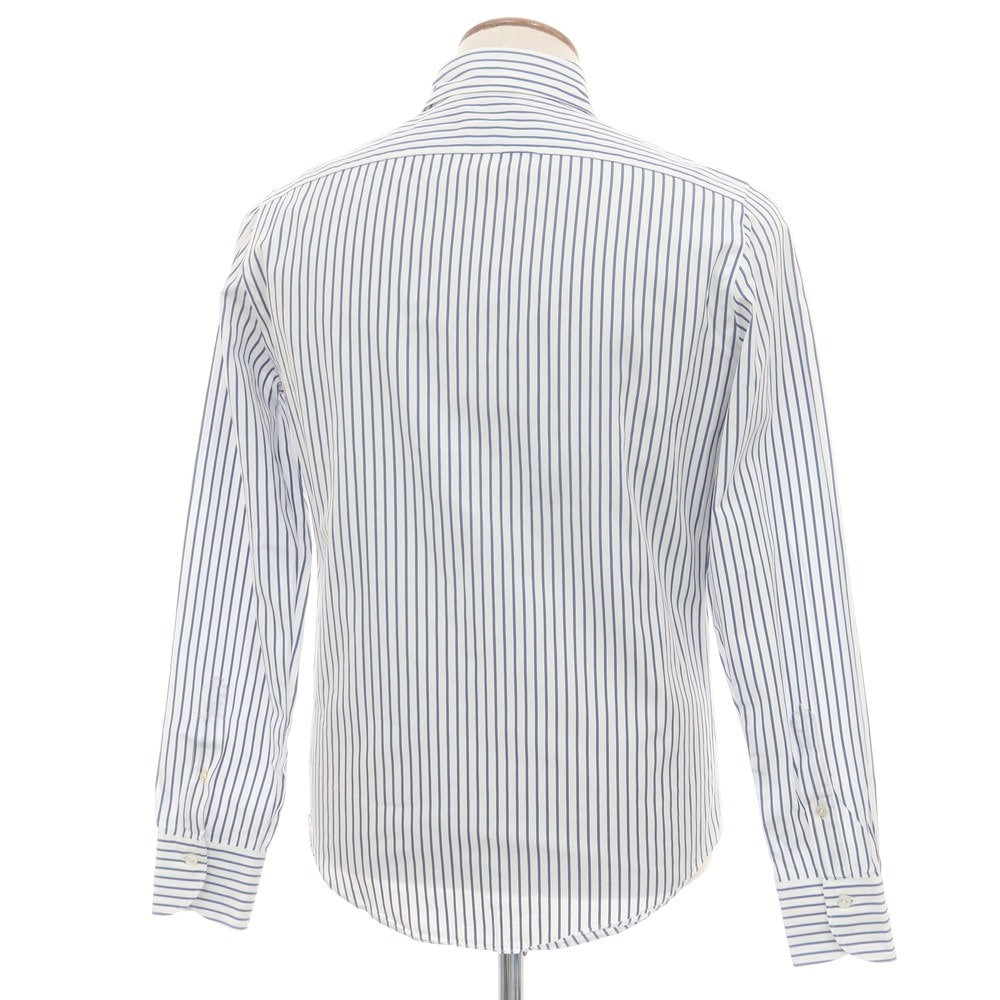【中古】フィナモレ Finamore コットン ストライプ ホリゾンタルカラー ドレスシャツ ホワイトxネイビー【 39 】【 状態ランクC 】【 メンズ 】