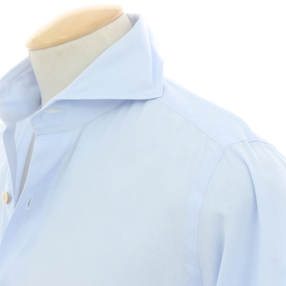 【中古】フィナモレ Finamore コットン カッタウェイ ドレスシャツ ライトブルー【 S 】【 状態ランクC 】【 メンズ 】