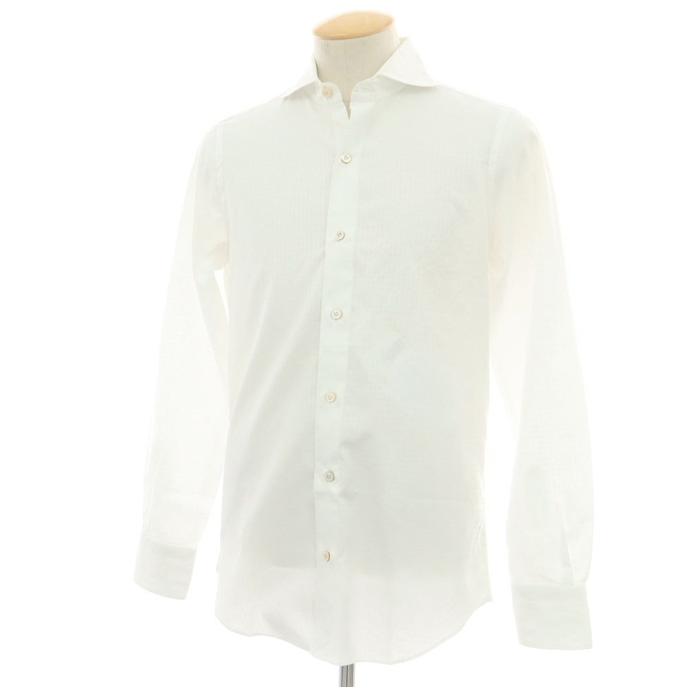 【中古】フィナモレ Finamore コットン ホリゾンタルカラー ドレスシャツ ホワイト【 38 】【 状態ランクC 】【 メンズ 】