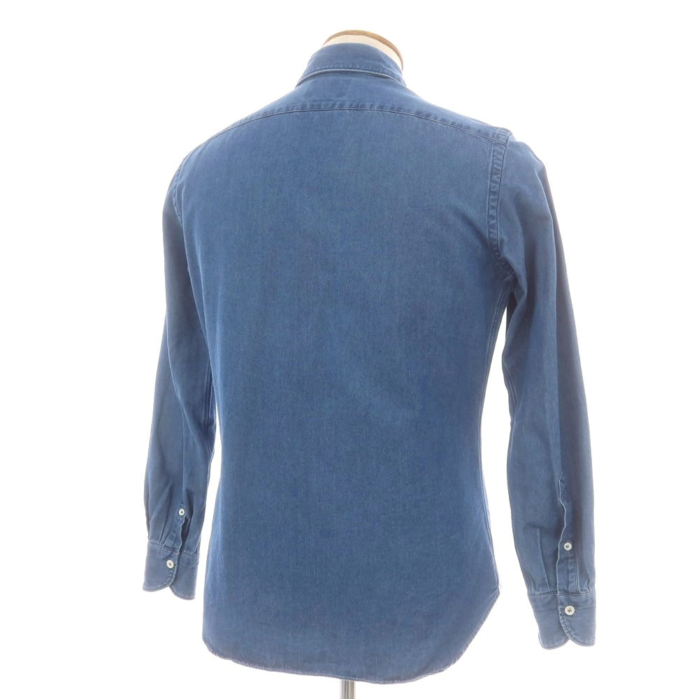 【中古】ジャンネット giannetto コットン カッタウェイ カジュアルシャツ ブルー【 サイズ39 】【 状態ランクC 】【 メンズ 】