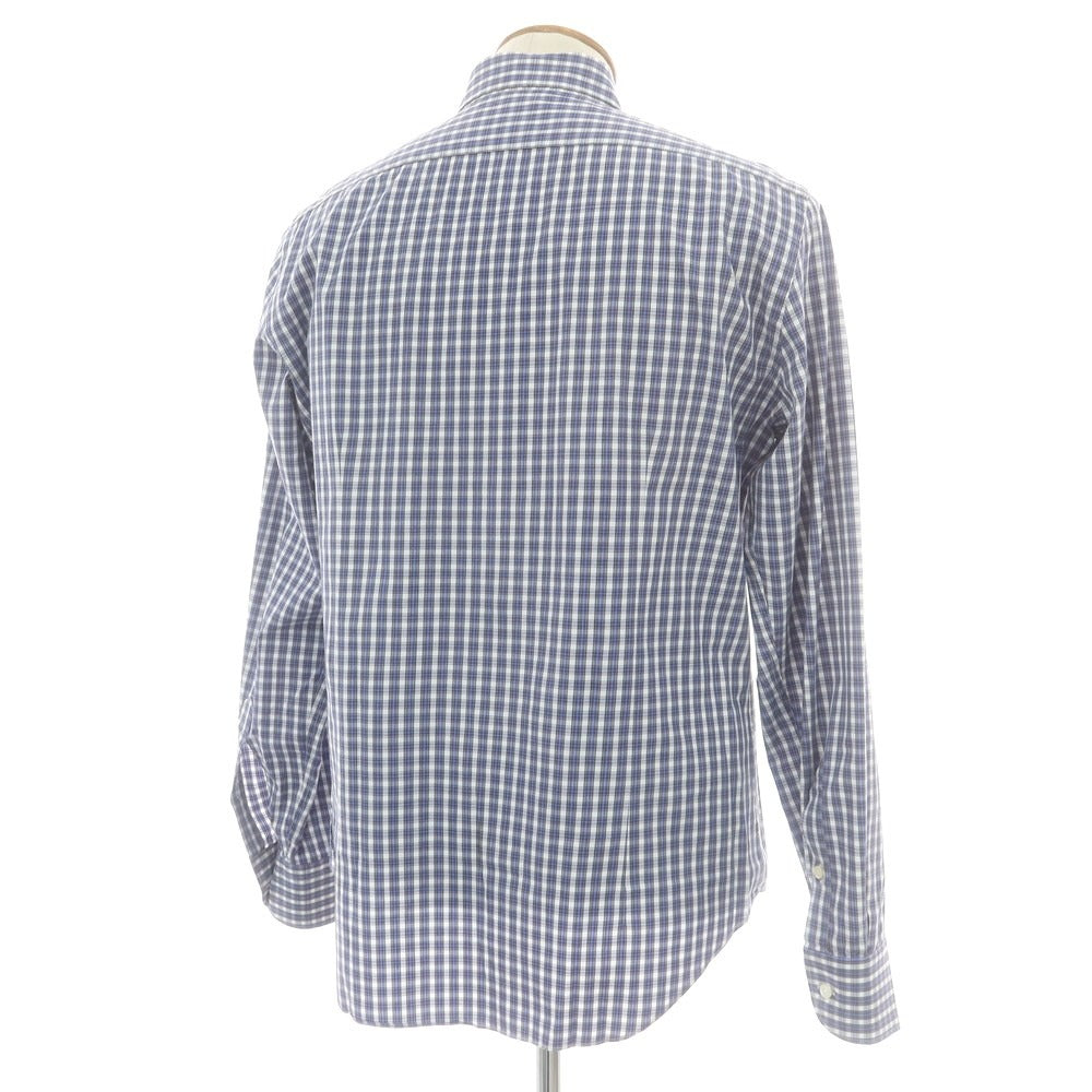 【中古】チット CIT LUXURY コットン チェック カッタウェイ カジュアルシャツ ブルーxホワイト×ブラウン【 サイズ39 】【 状態ランクC 】【 メンズ 】