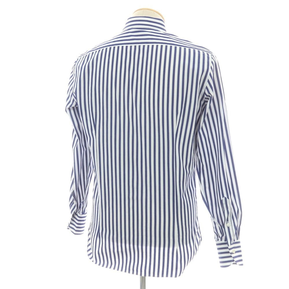 【中古】マリアサンタンジェロ Maria Santangelo guji別注 コットン系 ストライプ セミワイドカラー ドレスシャツ ネイビーxホワイト【 39 】【 状態ランクB 】【 メンズ 】