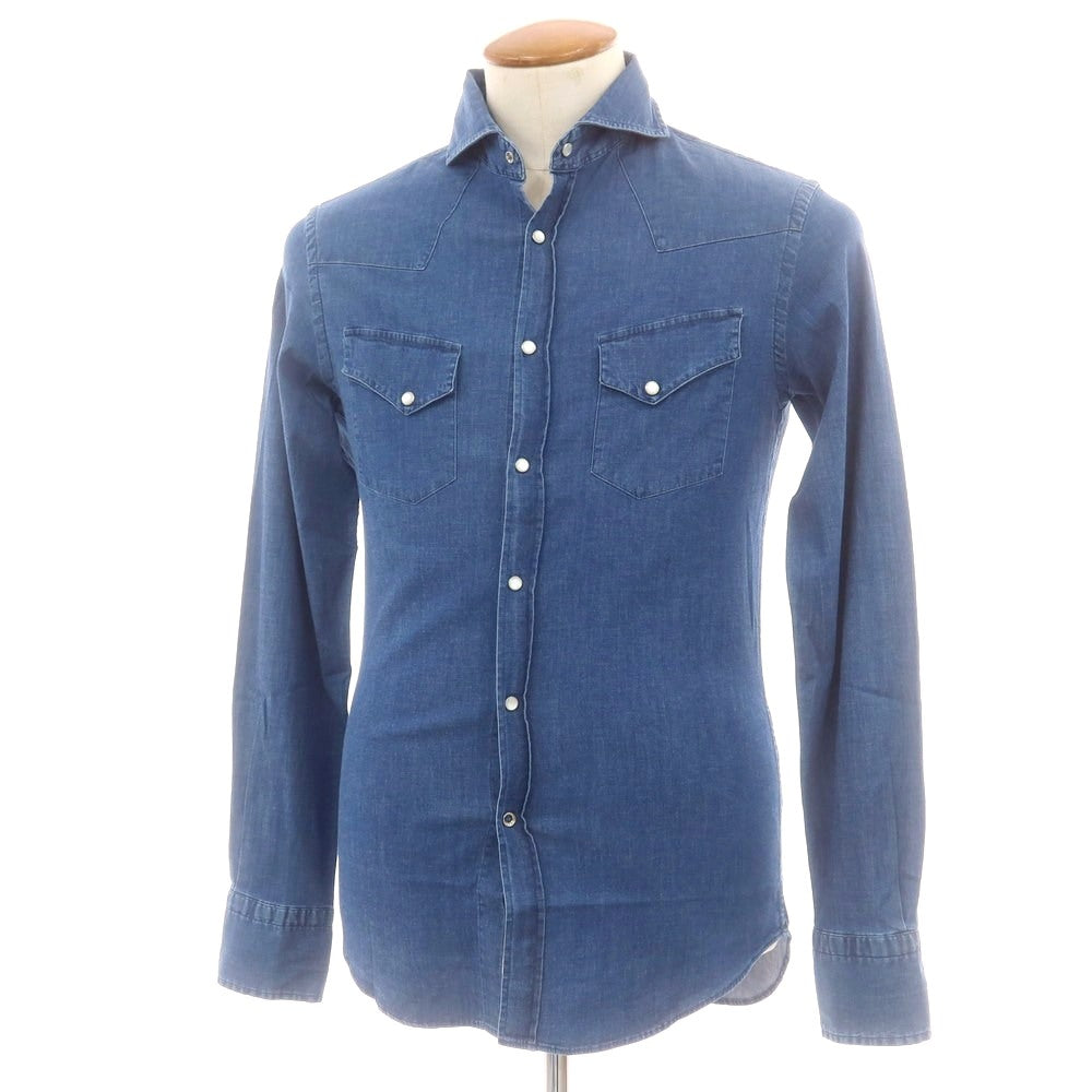 【SALE10%OFF/返品不可】【中古】ギローバー GUY ROVER ストレッチコットン ホリゾンタルカラー ウエスタンシャツ ネイビーブルー系【 サイズM 】【 状態ランクC 】【 メンズ 】