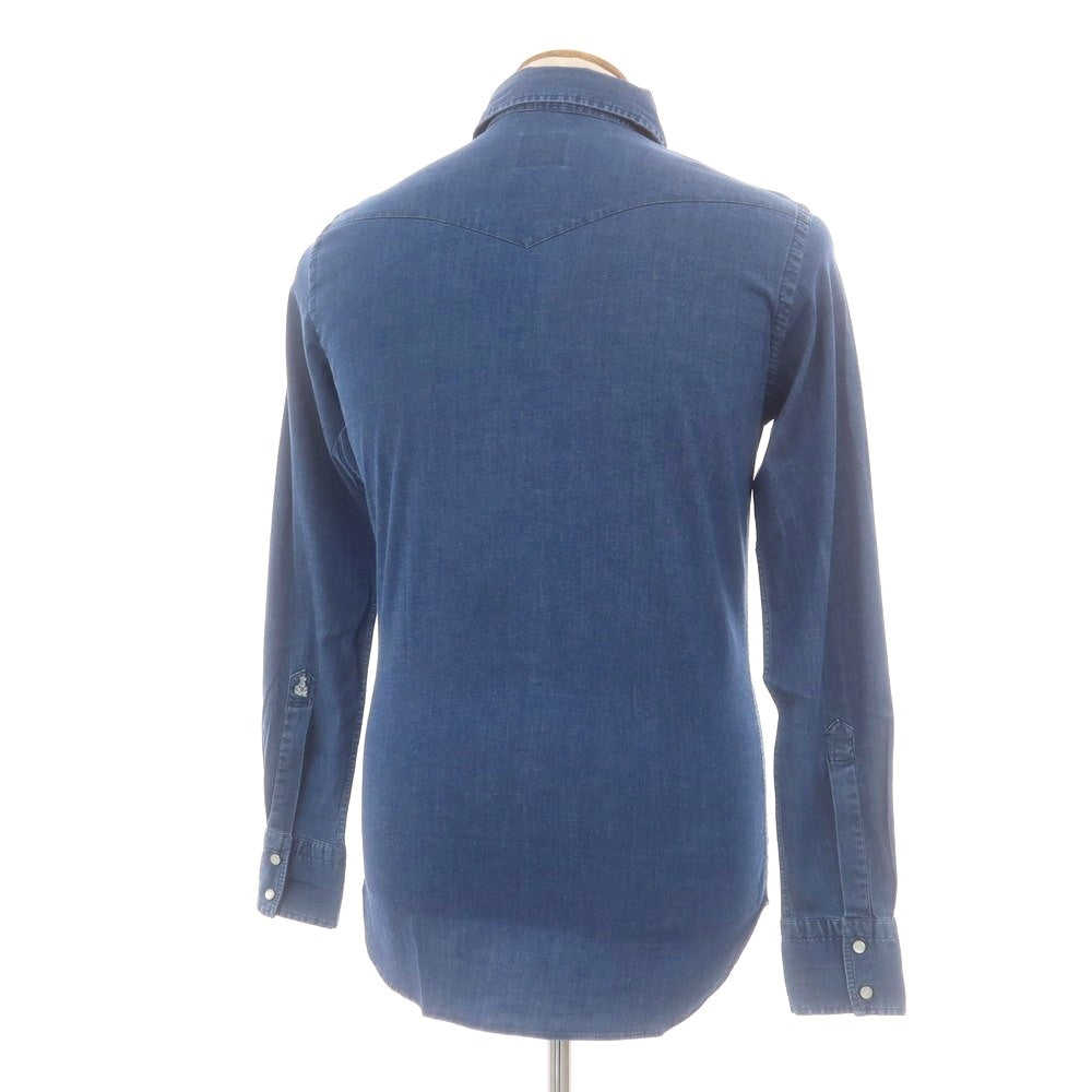 【SALE10%OFF/返品不可】【中古】ギローバー GUY ROVER ストレッチコットン ホリゾンタルカラー ウエスタンシャツ ネイビーブルー系【 サイズM 】【 状態ランクC 】【 メンズ 】