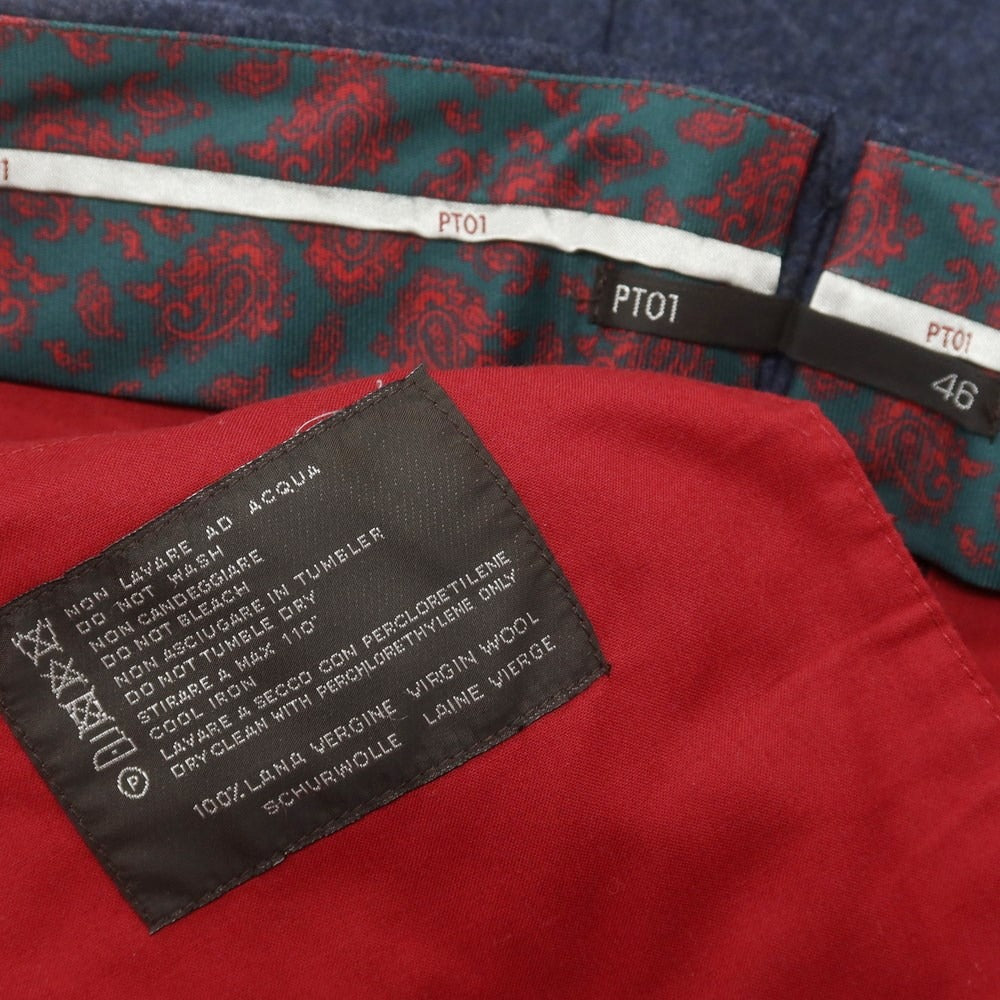 【中古】ピーティーゼロウーノ PT01 ウール ドレススラックスパンツ ネイビー【 46 】【 状態ランクB 】【 メンズ 】