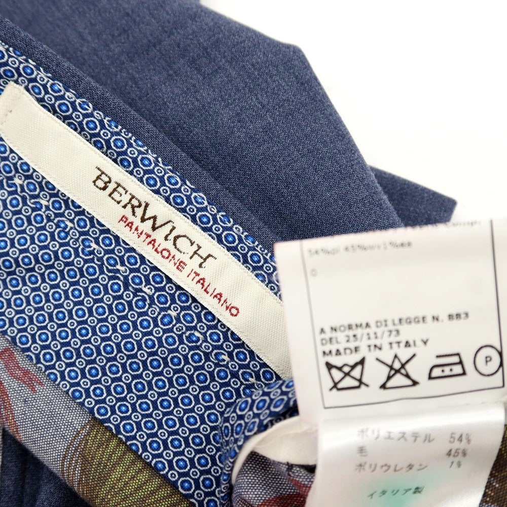 【中古】ベルウィッチ BERWICH ストレッチ ポリエステルウール ドレススラックスパンツ ライトネイビー【サイズ46】【 状態ランクA 】【 メンズ 】