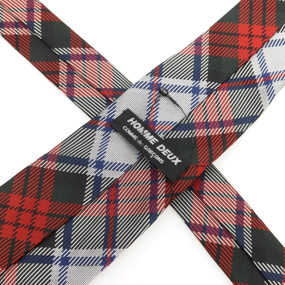 【中古】【未使用】コムデギャルソン オムドゥ COMME des GARCONS HOMME DEUX 2025年春夏 シルク チェック チェック柄ネクタイ レッドxホワイト【 状態ランクS 】【 メンズ 】