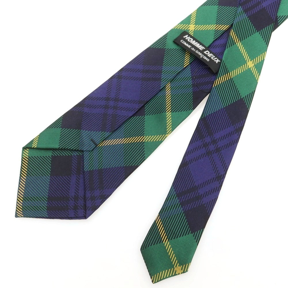 【中古】【未使用】コムデギャルソン オムドゥ COMME des GARCONS HOMME DEUX 2025年春夏 シルク チェック チェック柄ネクタイ グリーンxパープル【 状態ランクS 】【 メンズ 】