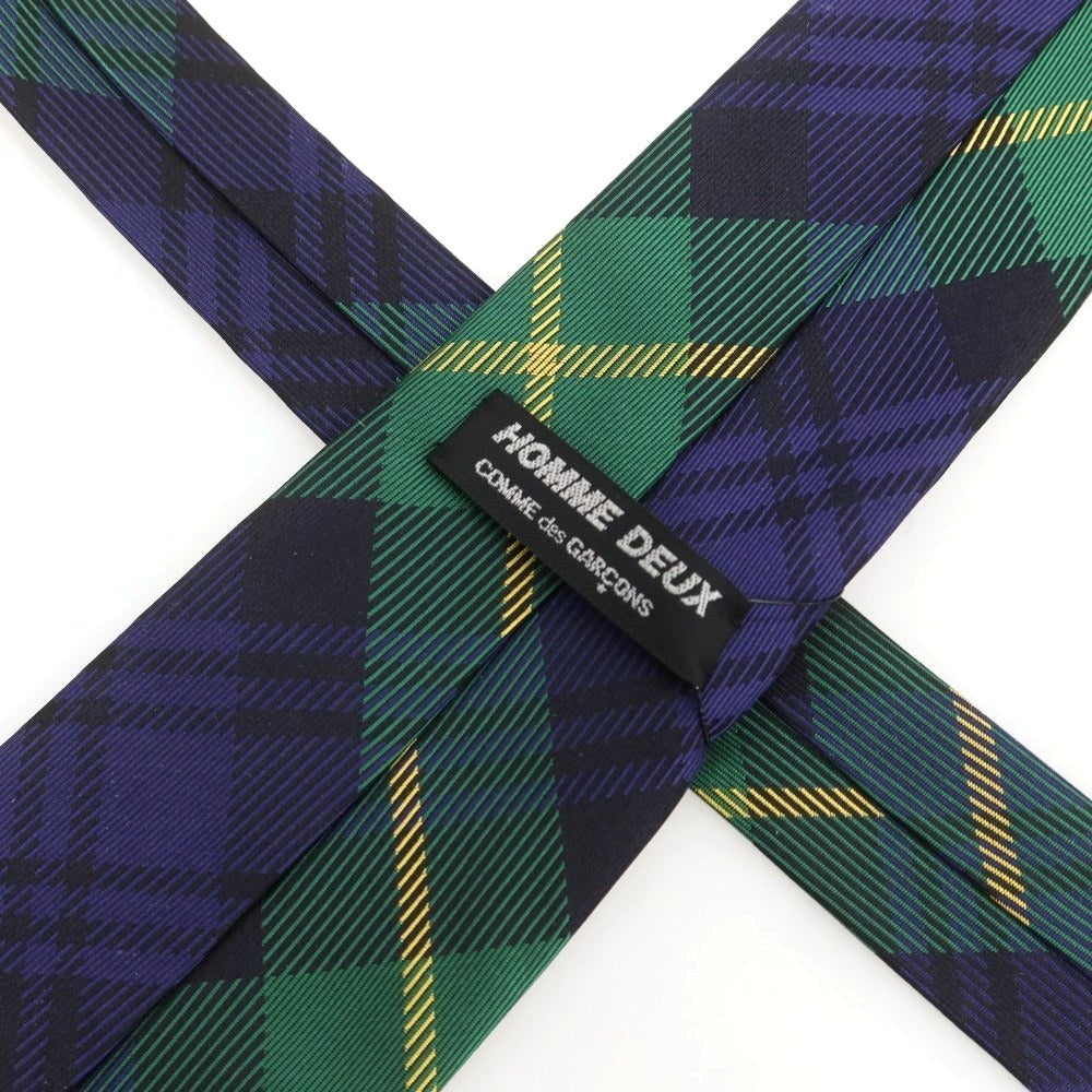 【中古】【未使用】コムデギャルソン オムドゥ COMME des GARCONS HOMME DEUX 2025年春夏 シルク チェック チェック柄ネクタイ グリーンxパープル【 状態ランクS 】【 メンズ 】