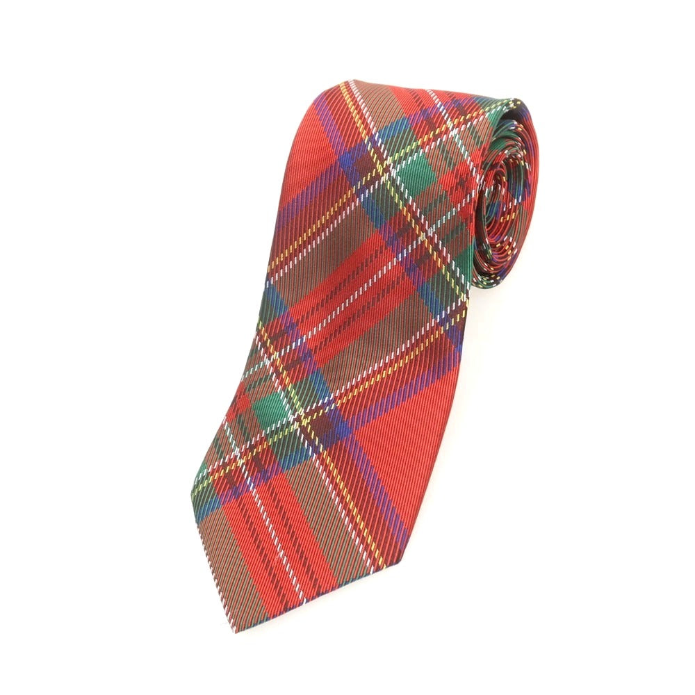 【中古】【未使用】コムデギャルソン オムドゥ COMME des GARCONS HOMME DEUX 2025年春夏 シルク チェック チェック柄ネクタイ レッドxグリーン【 状態ランクS 】【 メンズ 】