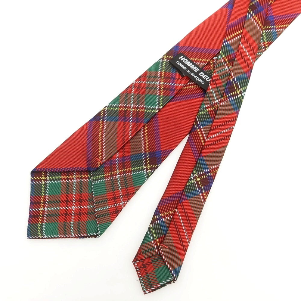 【中古】【未使用】コムデギャルソン オムドゥ COMME des GARCONS HOMME DEUX 2025年春夏 シルク チェック チェック柄ネクタイ レッドxグリーン【 状態ランクS 】【 メンズ 】