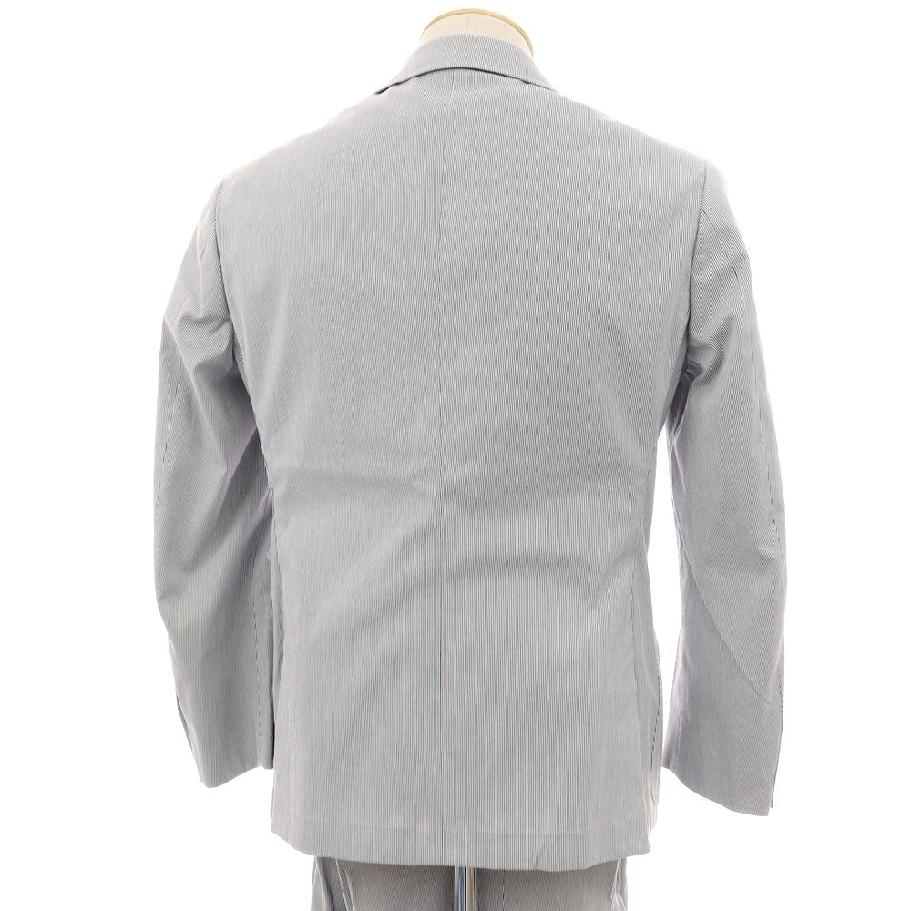 【中古】グジ guji ストレッチ コットン ストライプ 3つボタンスーツ ブルーxホワイト【サイズ44】【 状態ランクB 】【 メンズ 】