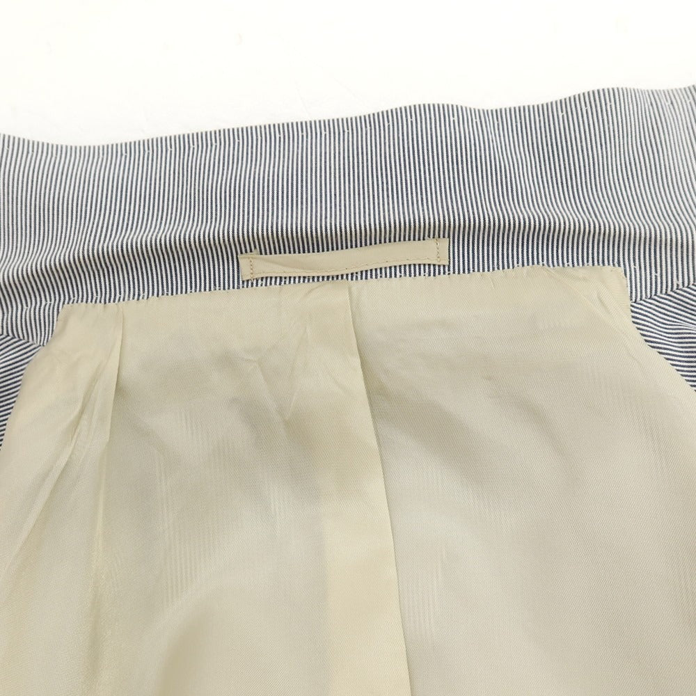 【中古】グジ guji ストレッチ コットン ストライプ 3つボタンスーツ ブルーxホワイト【サイズ44】【 状態ランクB 】【 メンズ 】