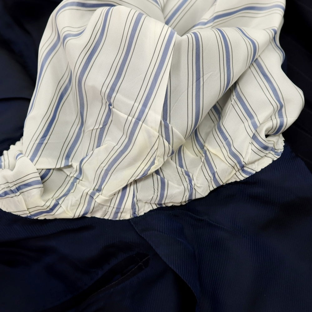 【中古】グジ guji ウール ピンストライプ 3つボタンスーツ ネイビーxホワイト【サイズ表記なし(S位)】【 状態ランクC 】【 メンズ 】