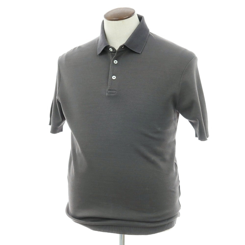 【中古】ヘルノ Herno コットン 台襟付き 半袖ポロシャツ ダークグレー【サイズ52】【 状態ランクB 】【 メンズ 】