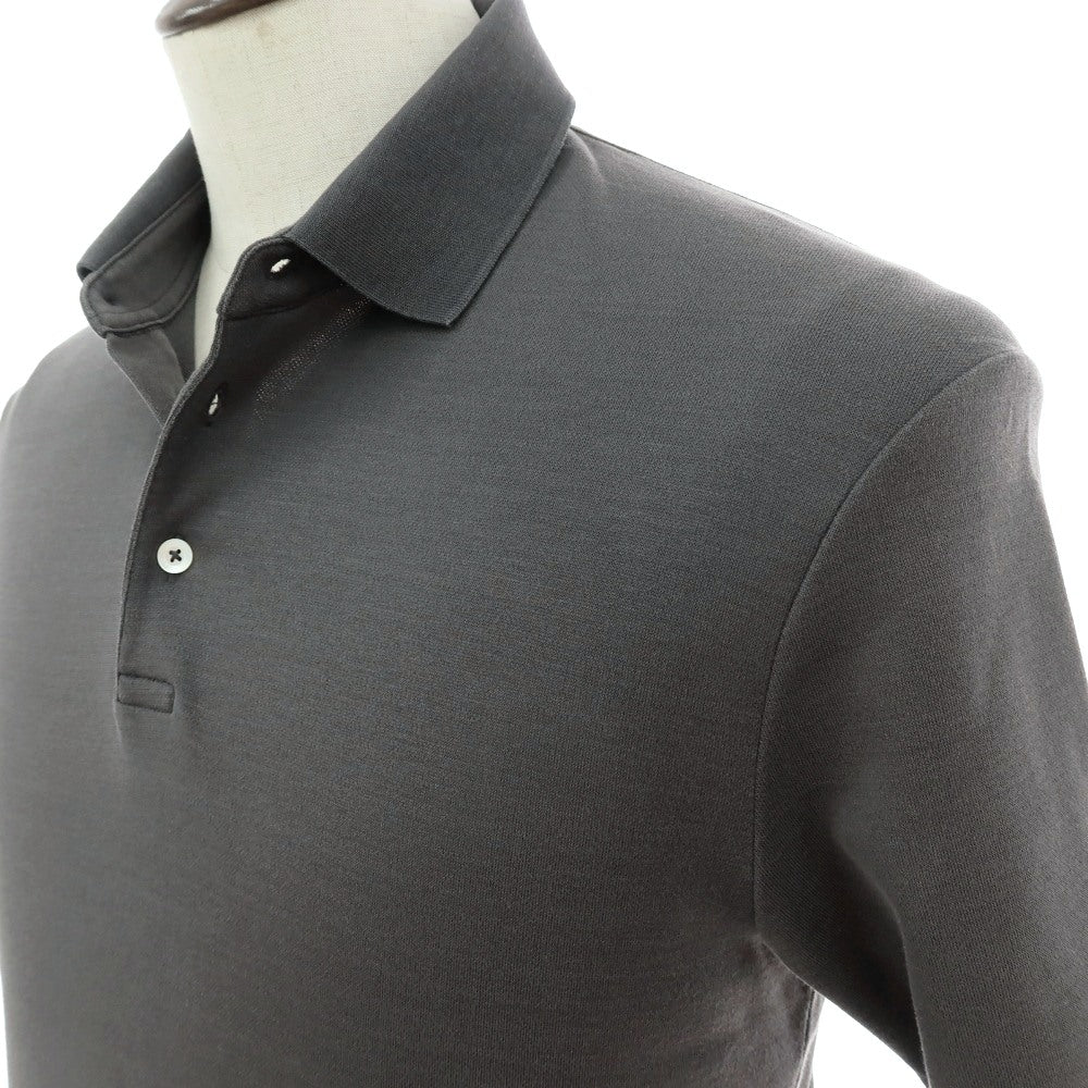【中古】ヘルノ Herno コットン 台襟付き 半袖ポロシャツ ダークグレー【サイズ52】【 状態ランクB 】【 メンズ 】