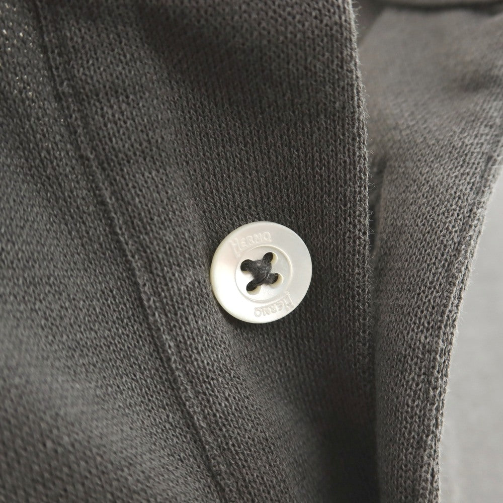 【中古】ヘルノ Herno コットン 台襟付き 半袖ポロシャツ ダークグレー【サイズ52】【 状態ランクB 】【 メンズ 】