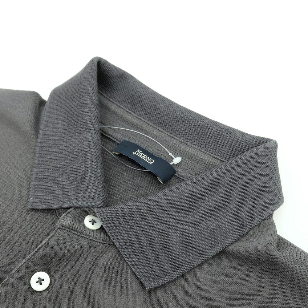 【中古】ヘルノ Herno コットン 台襟付き 半袖ポロシャツ ダークグレー【サイズ52】【 状態ランクB 】【 メンズ 】