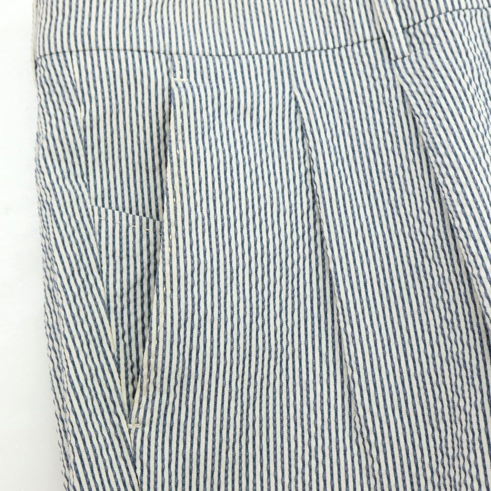 【中古】ベルウィッチ BERWICH sake 2p ストレッチ コットン シアサッカー ストライプ カジュアルスラックスパンツ ブルーxホワイト【サイズ48】【 状態ランクC 】【 メンズ 】