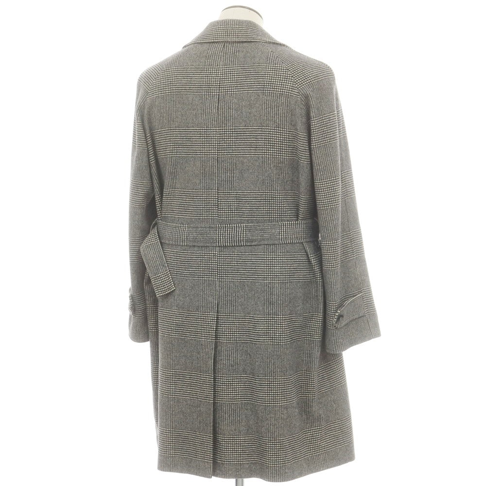 【中古】デペトリロ DE PETRILLO ウール グレンチェック ステンカラーコート ブラックxホワイト【 50 】【 状態ランクB 】【 メンズ 】