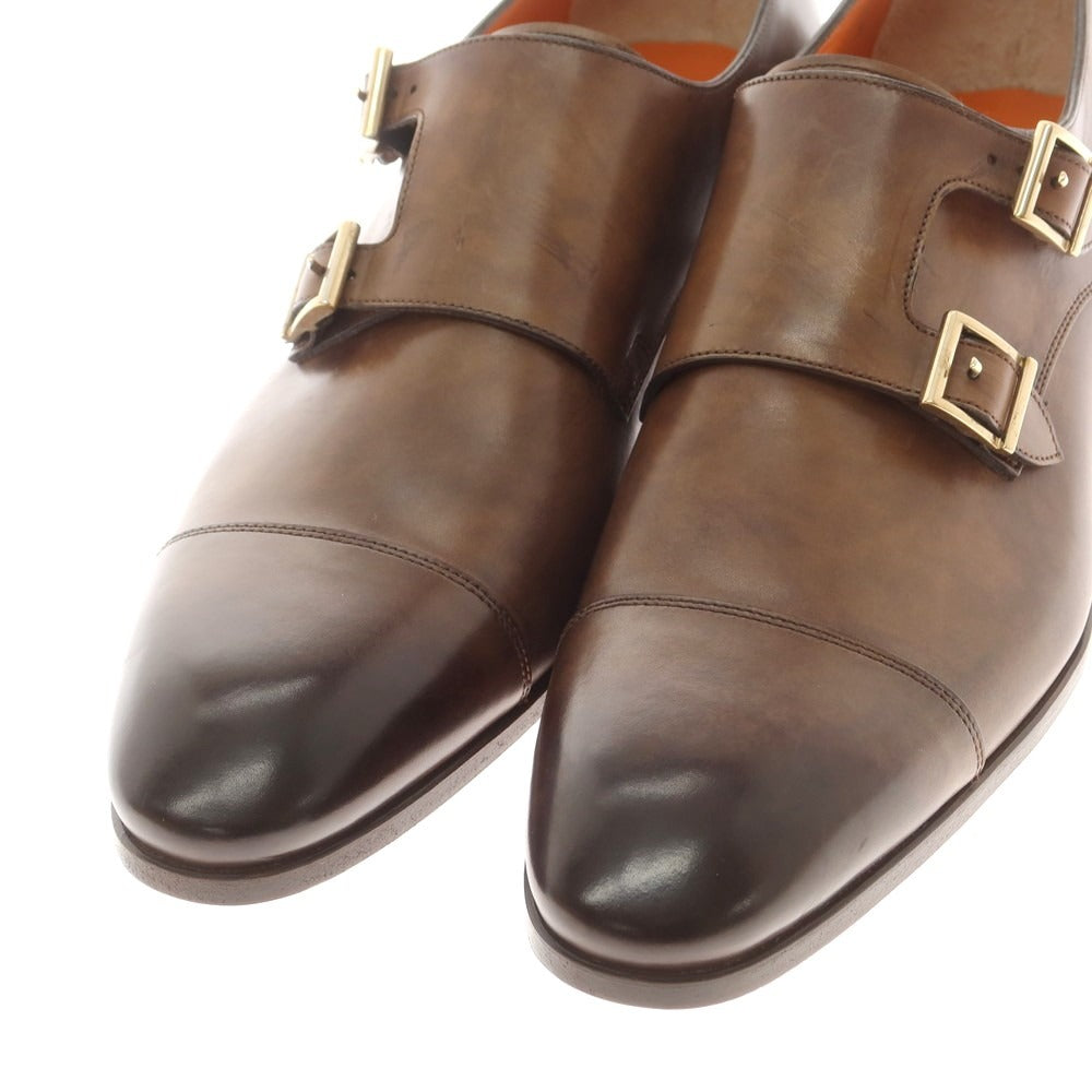 【中古】【未使用】サントーニ Santoni ダブルモンク ドレスシューズ ブラウン【 8 】【 状態ランクS 】【 メンズ 】