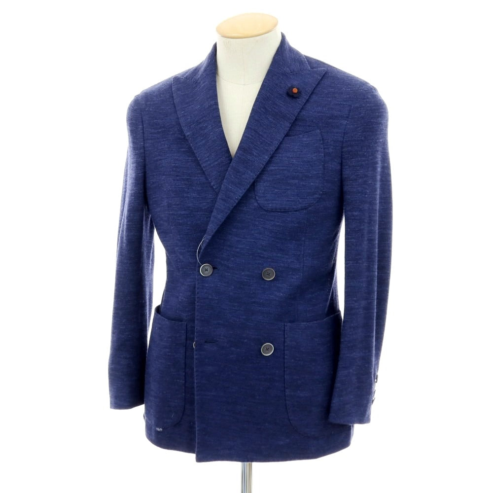 【中古】ラルディーニ LARDINI Loro Pianaウールシルクリネン ダブル テーラードジャケット ブルーネイビー【 42 】【 状態ランクB 】【 メンズ 】