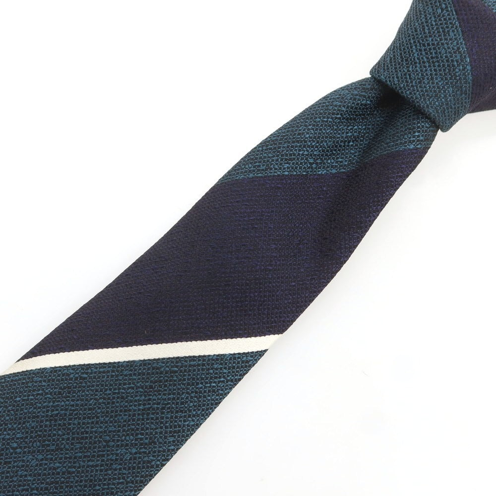 【中古】ニッキー nicky シルク ストライプ柄ネクタイ ネイビーxグレイッシュグリーン【 状態ランクB 】【 メンズ 】