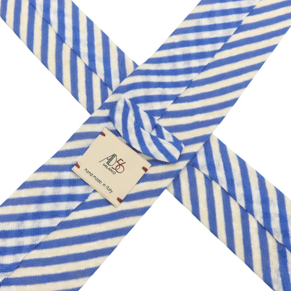 【中古】エーディーチンクワンタセイ AD56 コットンリネン ストライプ柄ネクタイ ブルーxホワイト【 状態ランクB 】【 メンズ 】