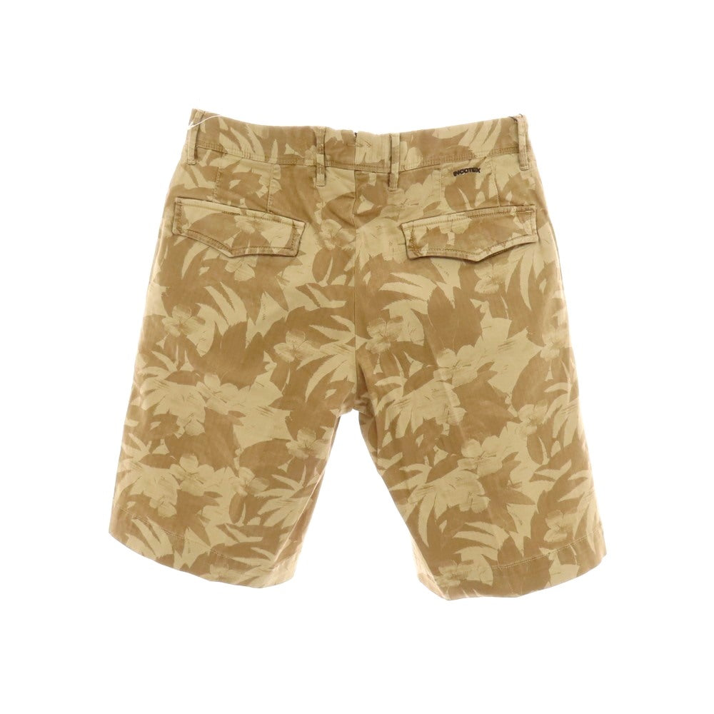 【新品】インコテックス スラックス INCOTEX SLACKS ストレッチ ヘリンボーンコットン ボタニカル柄 ショートパンツ ベージュxカーキブラウン【 32 】【 状態ランクN 】【 メンズ 】