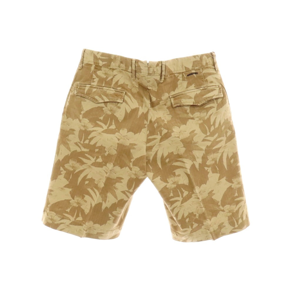 【新品】インコテックス スラックス INCOTEX SLACKS ストレッチ ヘリンボーンコットン ボタニカル柄 ショートパンツ ベージュxカーキブラウン【 33 】【 状態ランクN 】【 メンズ 】