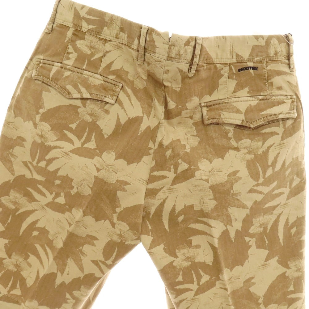 【新品】インコテックス スラックス INCOTEX SLACKS ストレッチ ヘリンボーンコットン ボタニカル柄 ショートパンツ ベージュxカーキブラウン【 33 】【 状態ランクN 】【 メンズ 】