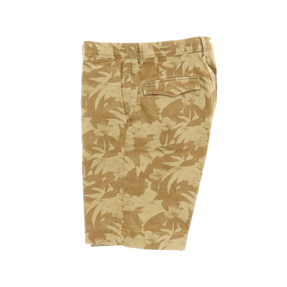 【新品】インコテックス スラックス INCOTEX SLACKS ストレッチ ヘリンボーンコットン ボタニカル柄 ショートパンツ ベージュxカーキブラウン【 33 】【 状態ランクN 】【 メンズ 】