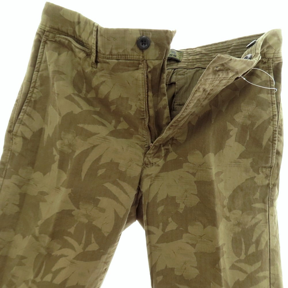 【新品】インコテックス スラックス INCOTEX SLACKS ストレッチ ヘリンボーンコットン ボタニカル柄 ショートパンツ オリーブxカーキブラウン【 29 】【 状態ランクN 】【 メンズ 】