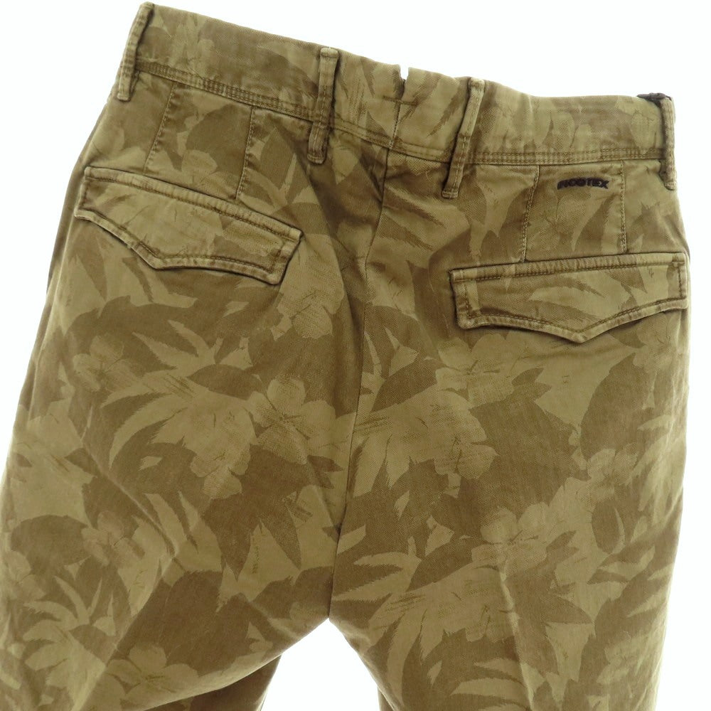 【新品】インコテックス スラックス INCOTEX SLACKS ストレッチ ヘリンボーンコットン ボタニカル柄 ショートパンツ オリーブxカーキブラウン【 29 】【 状態ランクN 】【 メンズ 】