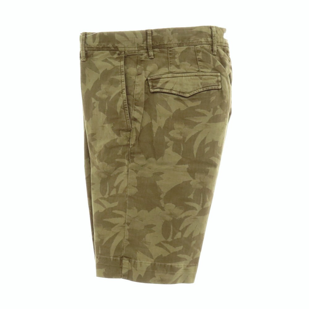 【新品】インコテックス スラックス INCOTEX SLACKS ストレッチ ヘリンボーンコットン ボタニカル柄 ショートパンツ オリーブxカーキブラウン【 29 】【 状態ランクN 】【 メンズ 】