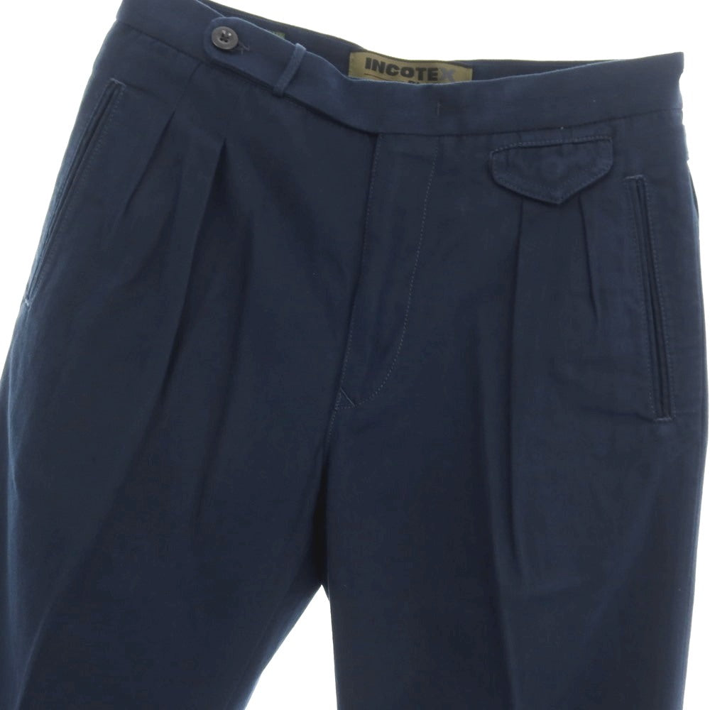 【新品】インコテックス スラックス INCOTEX SLACKS ツイルコットン カジュアルスラックスパンツ ネイビー【サイズ31】【 状態ランクN 】【 メンズ 】