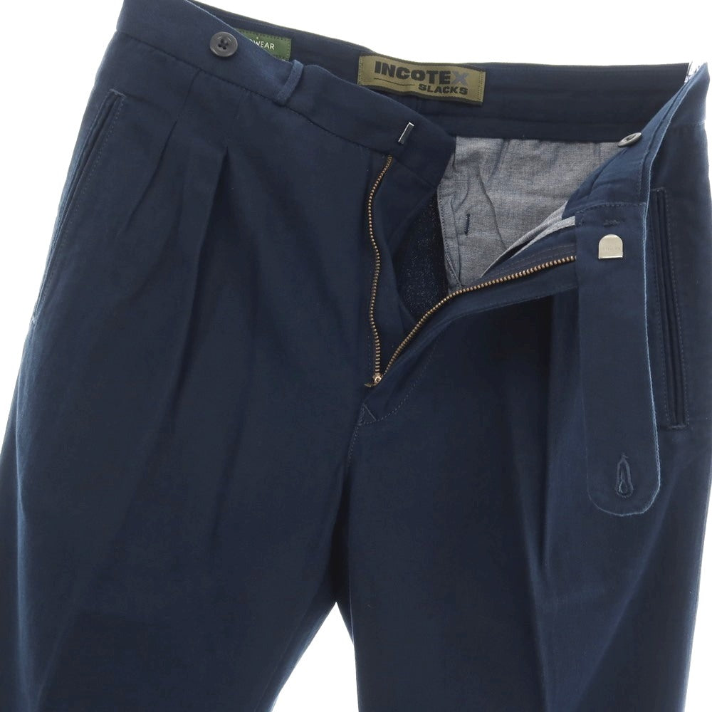 【新品】インコテックス スラックス INCOTEX SLACKS ツイルコットン カジュアルスラックスパンツ ネイビー【サイズ31】【 状態ランクN 】【 メンズ 】