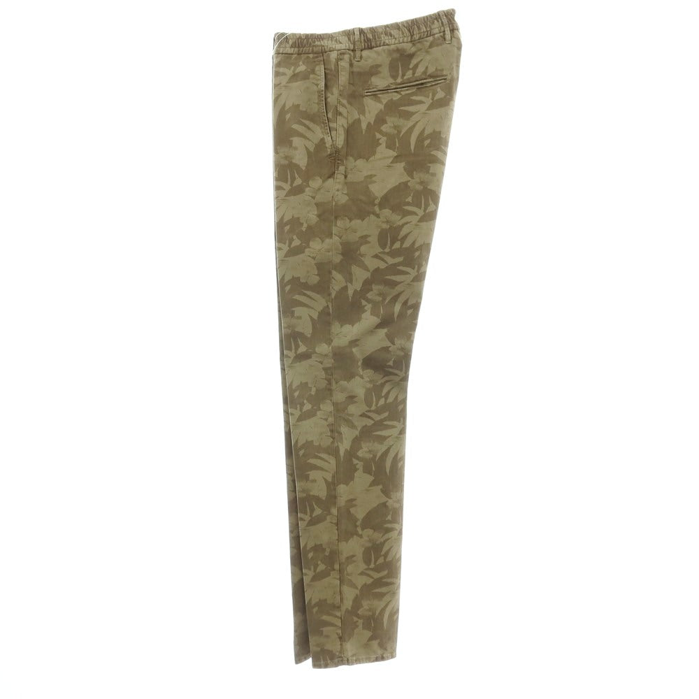 【新品】インコテックス スラックス INCOTEX SLACKS ストレッチ ボタニカル プリント イージーカジュアルスラックスパンツ オリーブグリーン【サイズ33】【 状態ランクN 】【 メンズ 】