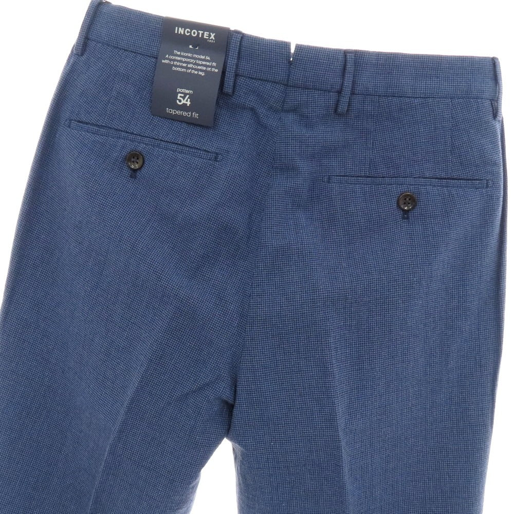 【新品】インコテックス スローウェア INCOTEX SLOWEAR 54型 tapered fit レーヨンコットン カジュアルスラックスパンツ ブルーxダークネイビー【 44L 】【 状態ランクN 】【 メンズ 】