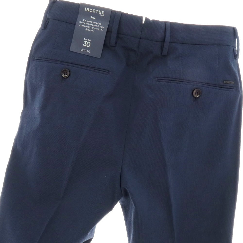 【新品】インコテックス スローウェア INCOTEX SLOWEAR 30型 slim fit コットンポリエステル カジュアルスラックスパンツ ネイビー【 42 】【 状態ランクN 】【 メンズ 】