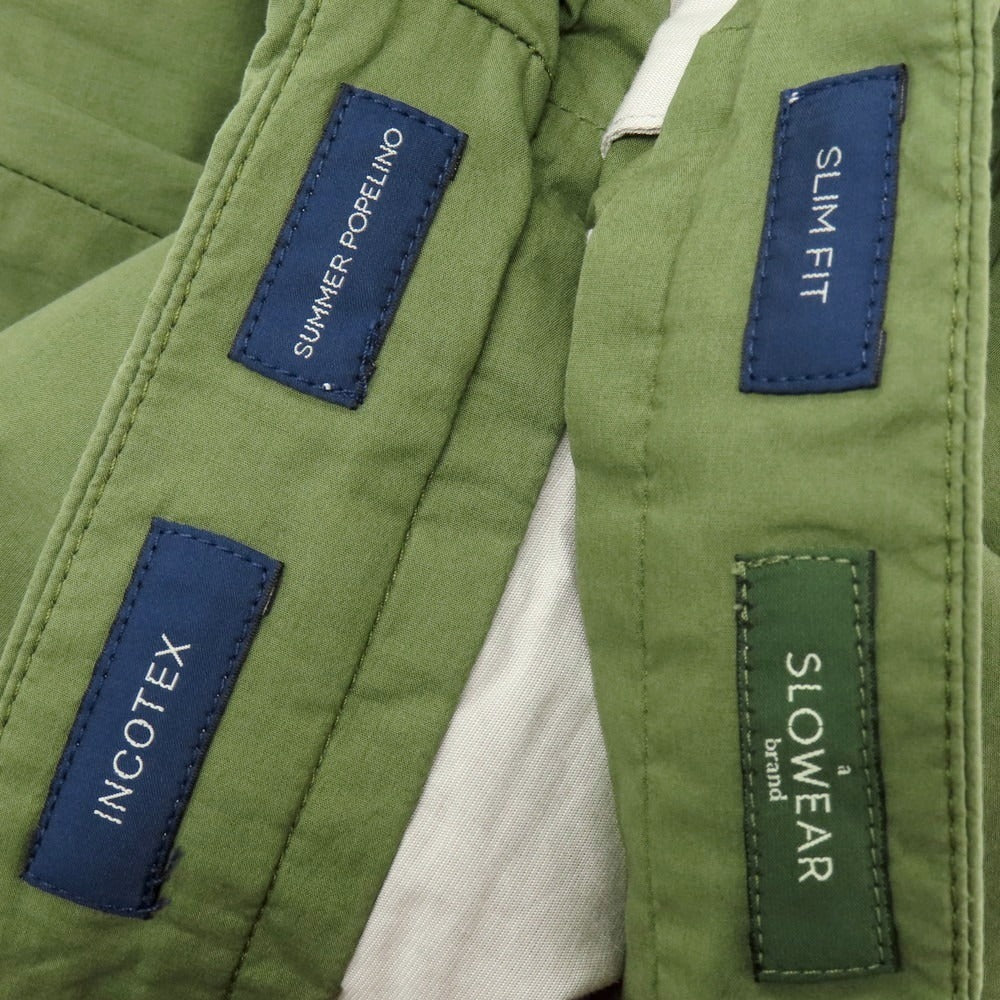 【新品】インコテックス スローウェア INCOTEX SLOWEAR 30型 slim fit ストレッチコットン イージースラックスパンツ オリーブグリーン【 44 】【 状態ランクN 】【 メンズ 】